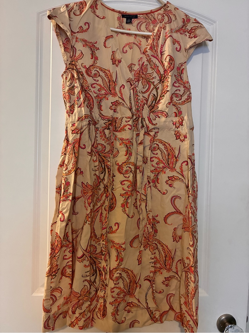 Tommy Hilfiger Beige Paisley Midi Dress with Orange Print
